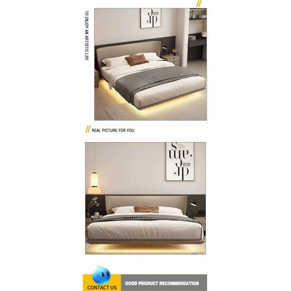 Leather Upholstered Customized Color Modern Californian King Wood White Frame Queen Single Bed All in One
