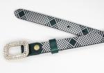 1.8cm Ladies Skinny Full Leather Belt Glass Stone Buckle