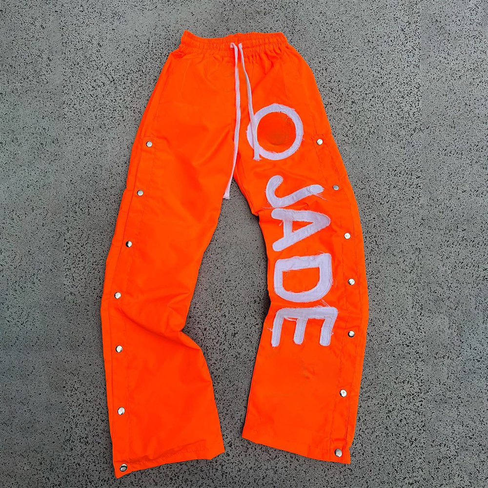 Custom Men's Nylon Sweatpants with Elastic Waist and Reflective Print