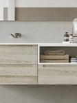 Modern Wood Grain Bathroom Vanity Double Sink Bathroom Cabinet Customized