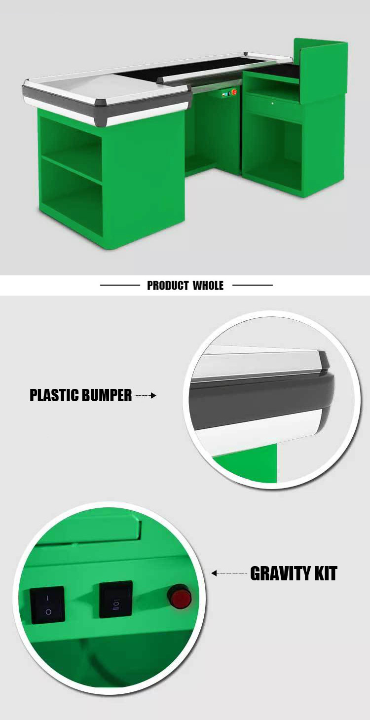 Adjustable Length Cashier Checkout Counter Custom Color Conveyor Belt