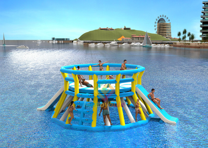 0.9mm Plato Inflatable Floating Water Park Aqua Sports Slide