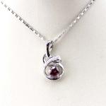 925 Sterling Silver 5mm Round Pink Cubic Zircon Pendant Necklace (P47)