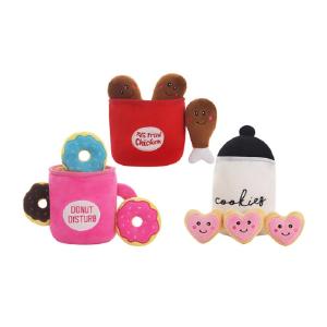 China Food Drumstick Doughnut Set Pet Toys For Dog With Squeaky Toy/pet tos factory