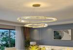 Post-modern light luxury chandelier stainless steel crystal living room lamp