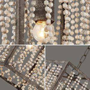 Rectangular metal chandelier with Wood Bead Chandelier (WH-CI-43)