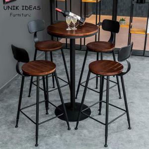 China 55CM Round Retro Bar Table Pub Set Coffee High Chair Solid Wood factory