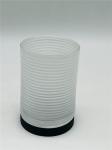 Milky White Glass Bath Accessories Set Round With Circle Line Lotion Dispenser