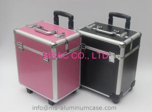 China Pink ABS Plain Trolley Aluminium Beauty Case With Wheels Large Storage Space factory