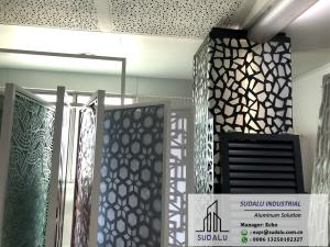 China SUDALU Aluminum Column Pillar Cover Perforated Panel Wood color RAL Powder Coating Aluminum Interior Decoration Panel factory