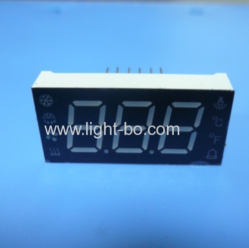 Custom ultra blue triple digit 7 segment led display for temperature humidity defrost compressor fan status indicator
