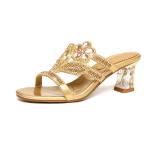 BS139 Rhinestone High-Heeled Slippers Summer 2021 New Outdoor Wear Sandals