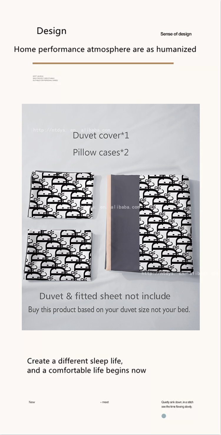 100% Polyester Fibre Luxury Christmas Gift 4 Piece Duvet Cover Bedding Set for Adult