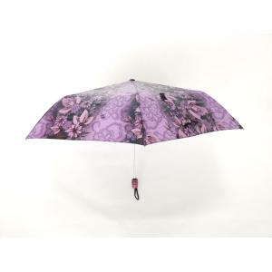 China 3 Section Purple Auto Open Close Umbrella Light Weight And Nice Design factory