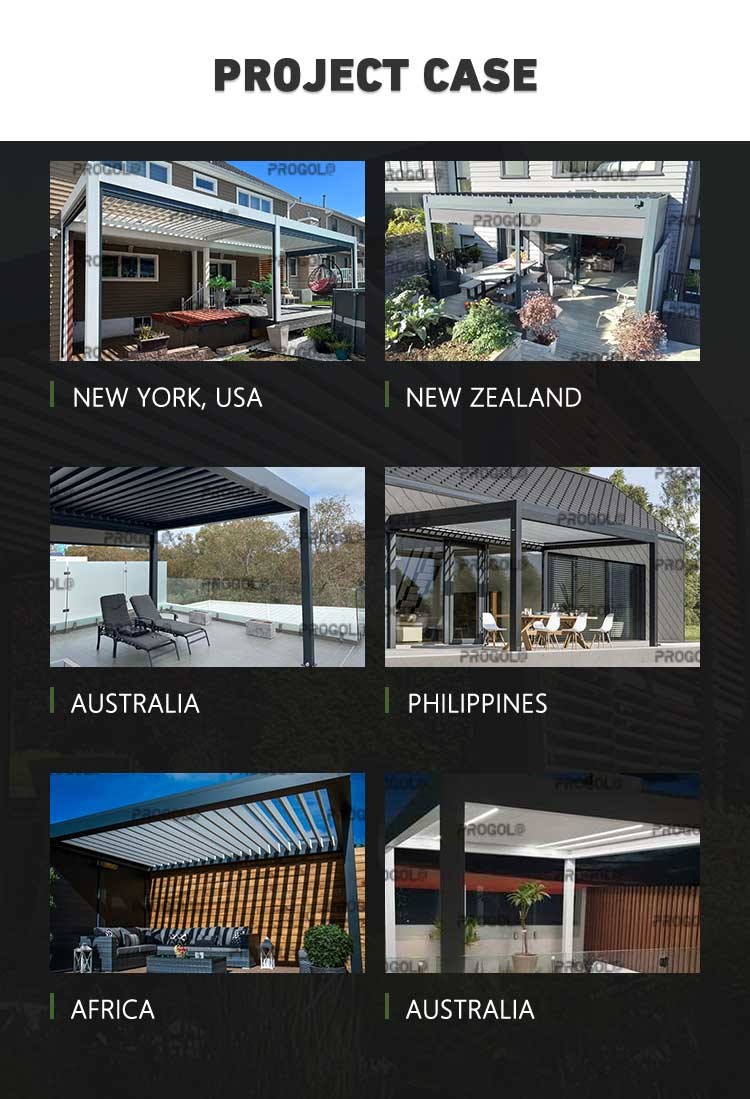 Outdoor Garden Modern Aluminum Pergola Covers Louver Roof Waterproof