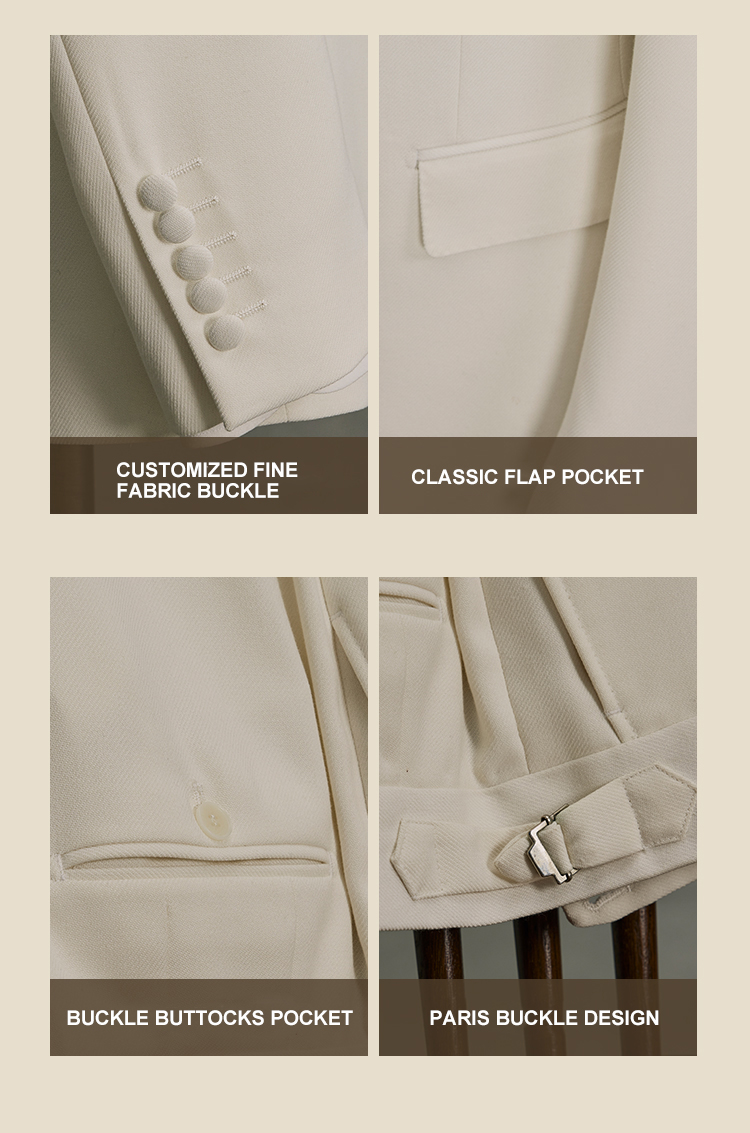 White Shawl Lapel Men's Wedding Groom's Suit Formal Dress Tuxedo Suit Woven by Suit