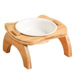 Brazil Bamboo Stand Pet Ceramic Bowl 17*14*8.5cm Paws Fish Double Dog Bowl Stand