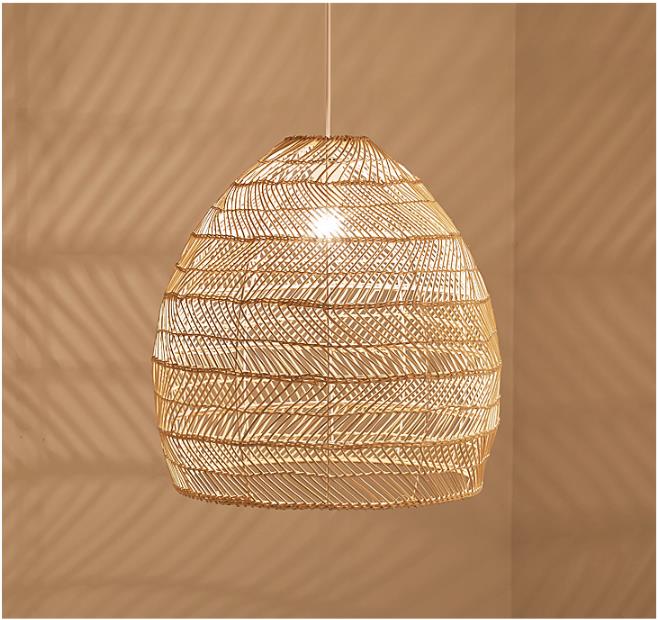 Modern Round Rattan Hanging Chandelier For Restaurant Indoor Lighting
