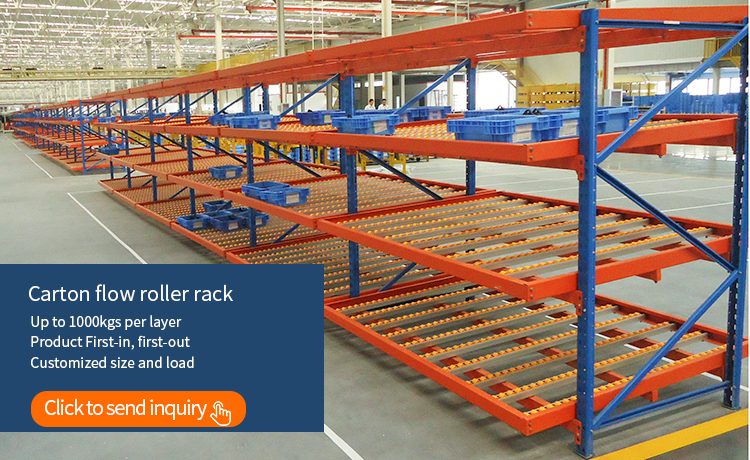 Gravity Roller Shelving Carton Flow Rack for Assembly Line 200-1000kgs/level Capacity