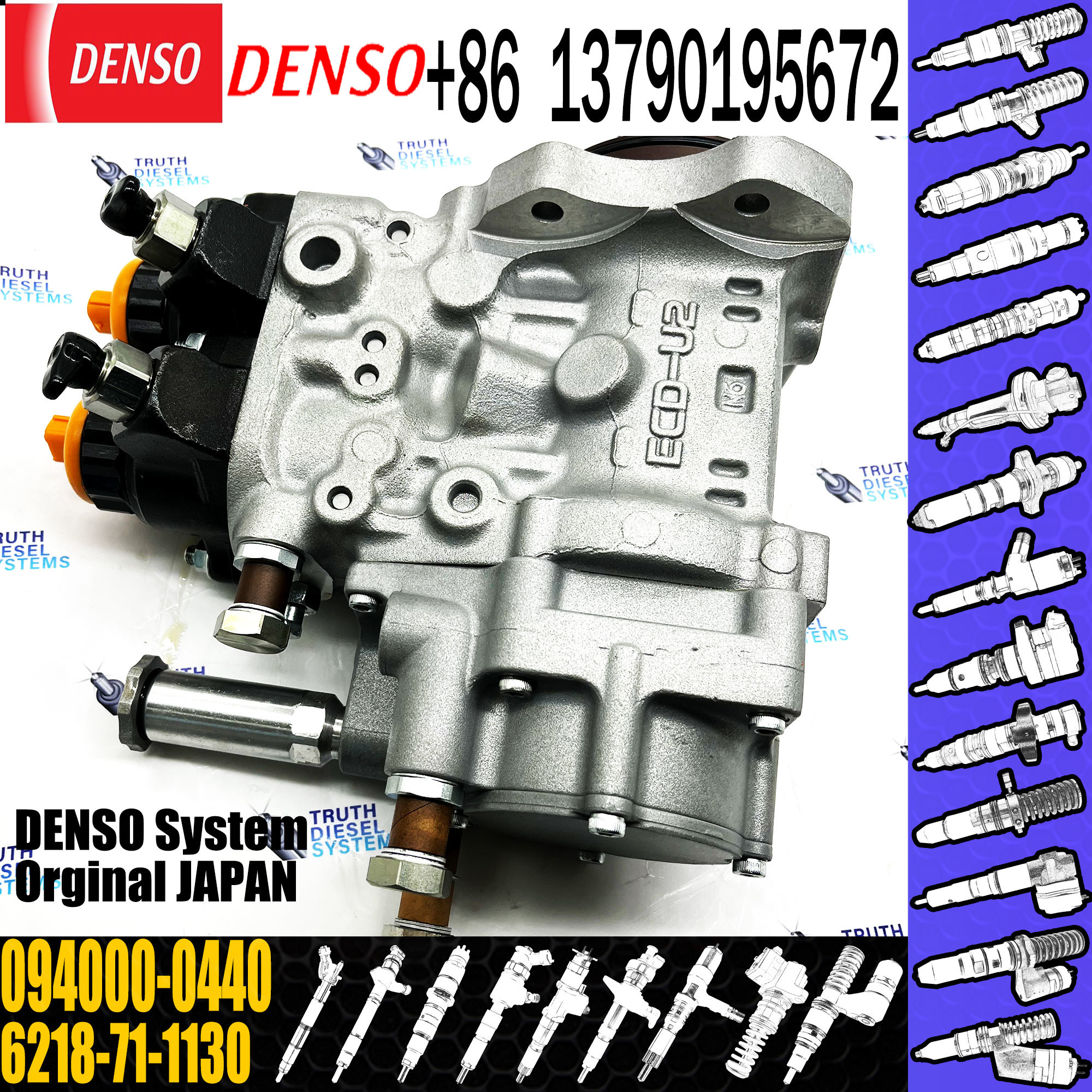 Huida fuel injection pump 6218-71-1132 094000-0440 with genuine quantity