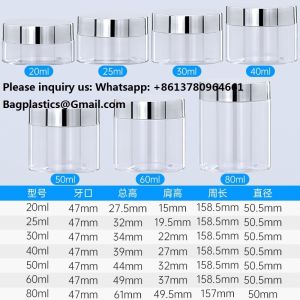 Plastic Jar Container With Lid And Label Refillable Empty Round Clear PET