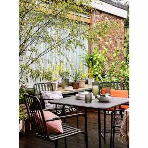 China 4 Seater Metal Steel Outdoor Furniture Garden Set with Square Table and Dining Chairs factory