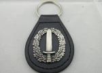 Die Casting Personalized Leather Keychains with 3D Zinc Alloy Emblem, Antique