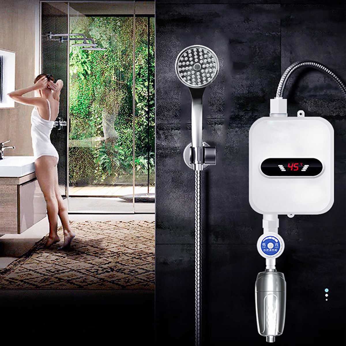 3500W IPX4 ABS Plastic Electric Hot Water Tap For Shower Room
