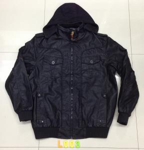 China L003 Men's black pu jacket coat stock factory