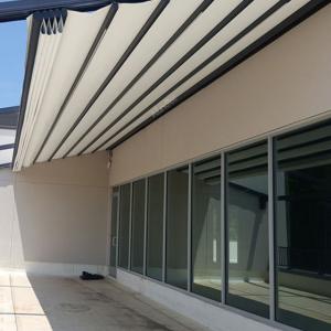 China 850gsm PVC Gazebo Outdoor Fabric Retractable Roof Pergola factory