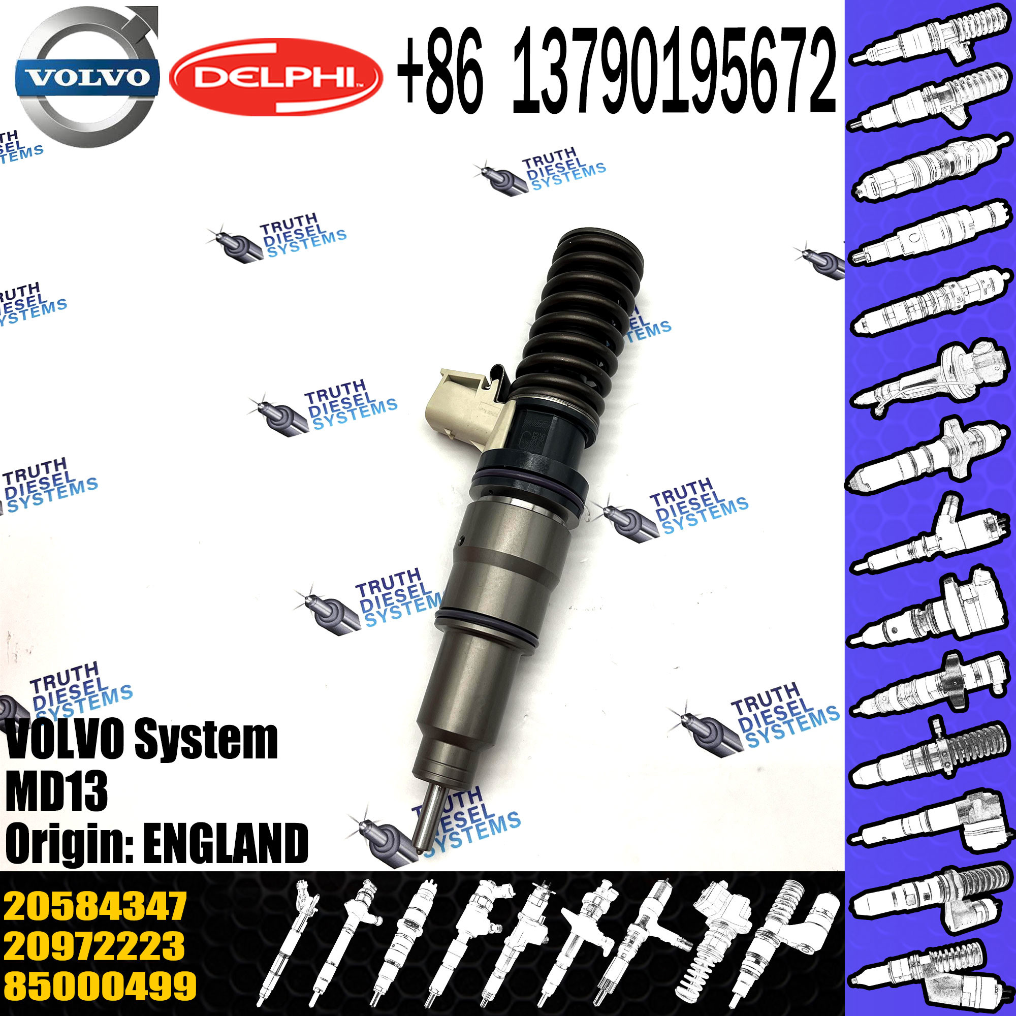 Fuel Injector nozzle 20584347 20972223 BEBE4D08003 injector for VOL D13A MD13 Common rail injector 20584347 20972223