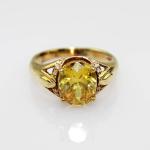 Gold Plated 925 Silver Ring with 7mmx9mm Created Yellow Citrine Cubic Zircon