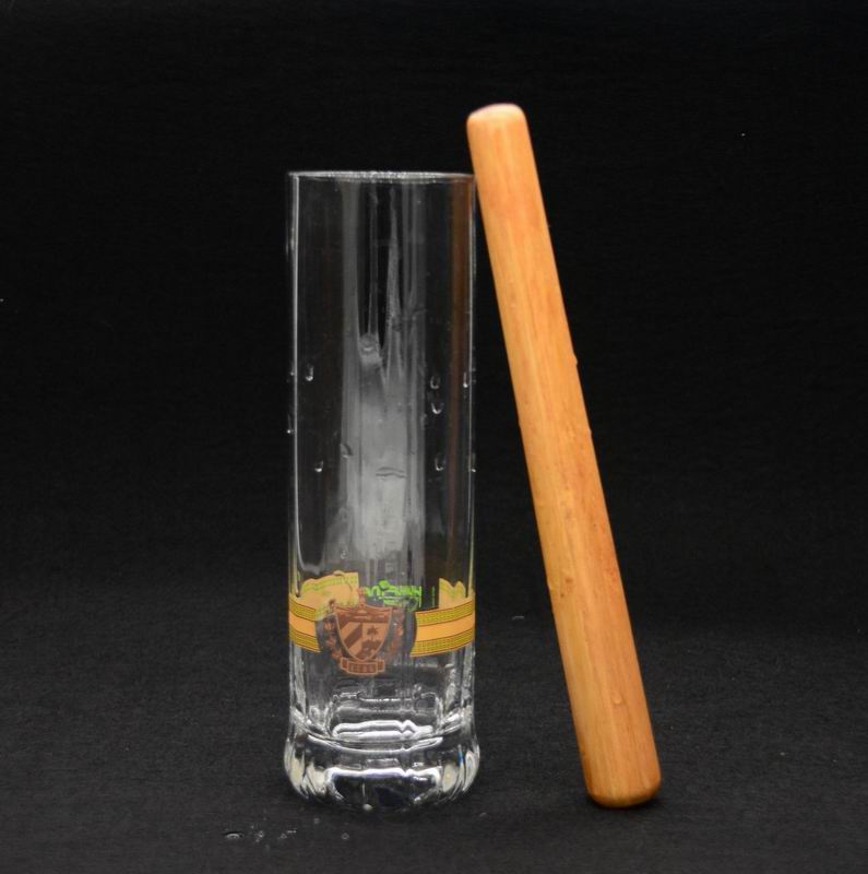8" Cylinder Crystal Cocktail Glasses With Wood Pestle