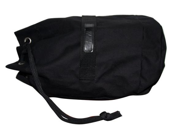 Personalized Canvas Shopper Bag, Black Drawstring Bags With Leather Patch Logo