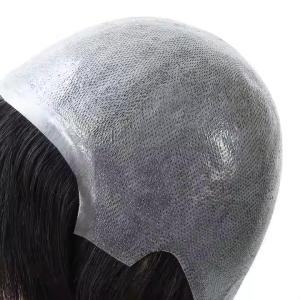 China Thin Skin human Hair Toupee Wig , Alopecia Wigs, or Medical wig with 100% RAW human Hair 14 inch 130% density Full Head Hair Wig for Men and women factory