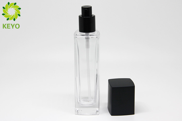 Transparent Empty Glass Pump Bottles Square Shape For Foundation / Concealer / Lotion