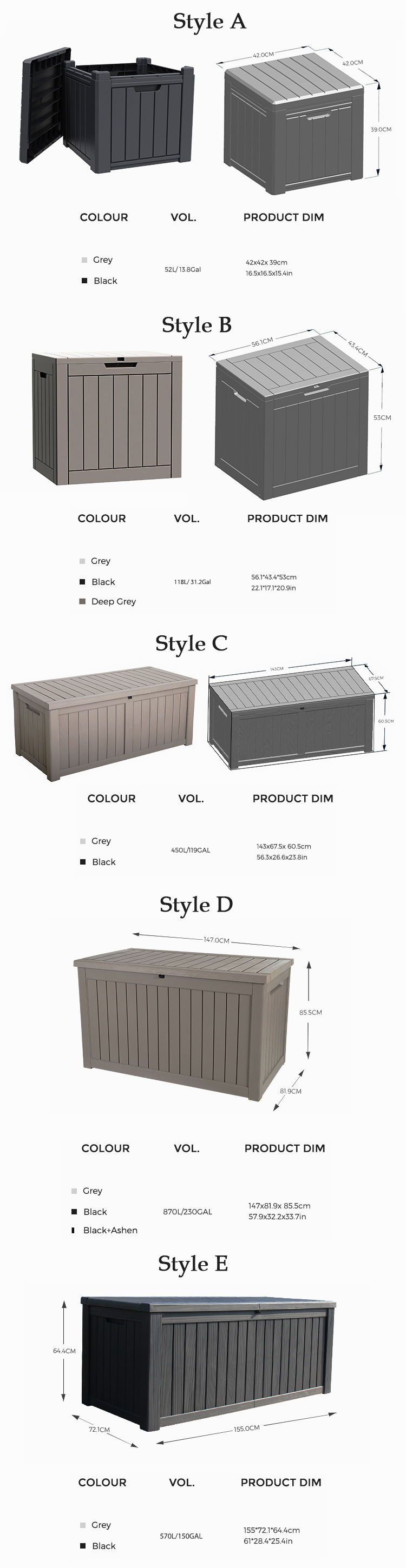 118L Custom Logo Multifunction Outdoor Waterproof Plastic Resin Tool Storage Container for Camping and Patio