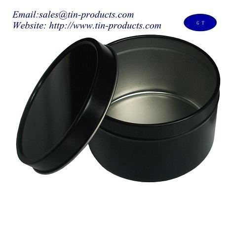Custom Round Candle Tin Box, Metal Candle Box, Tin Case, Black Round Case