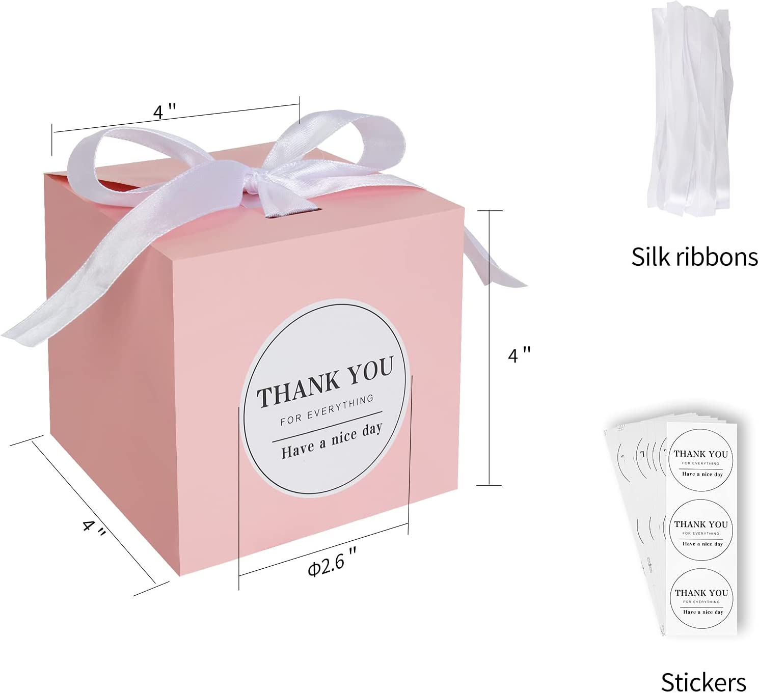 Wedding Party Favor Pink Small Gift Boxes 4x4x4 inches for candle cup and Cupcake