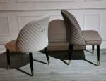 Exquisite Rhombus Patterned Dining Room Chairs Leather Cover Iron Frame