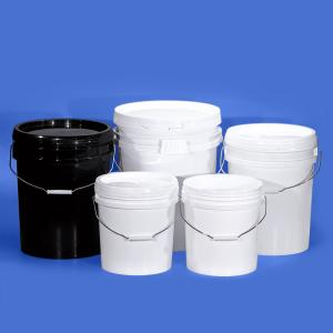 China 5 Gallon Plastic White Paint Bucket With Lids Handle Transparent 20 Liter Pail Barrel factory
