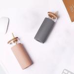 Spill Proof 500ml Colorful Outdoor Travel Glass Water Bottle With Straw Bamboo
