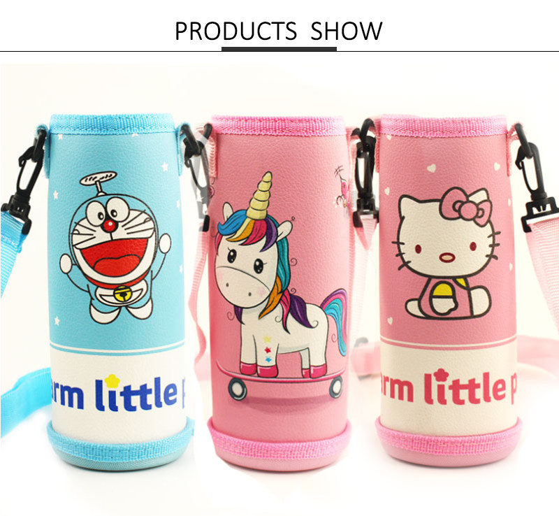 Embroidery Round H18cm Water Bottle Sleeve For Children