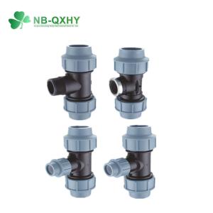 Irrigation PP Compression Pipe Fitting Tee Varnish Paint Equal Tee Male Thread