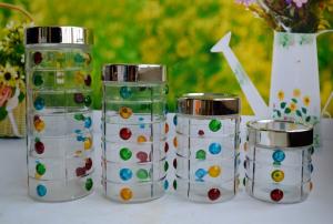 China SET OF 4 PCS GLASS CANISTER factory