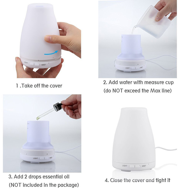 100ml Auto Off Color Changing Plastic Aroma Diffuser