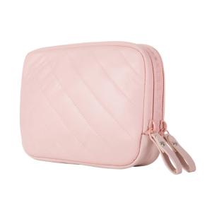 China Double Zipper Pink PU Leather Square Travel Makeup Bag factory