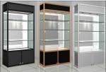 Portable Wheel Shop Display Shelving Lockable Glass Cabinet For Shopping Mall