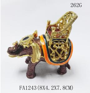 China Wholesales Elephant Jeweled trinket box Animal Trinket box for wedding factory