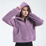Warm Polar fleece Half Zipper Women Over Size Equestrian Hoodie Ladies